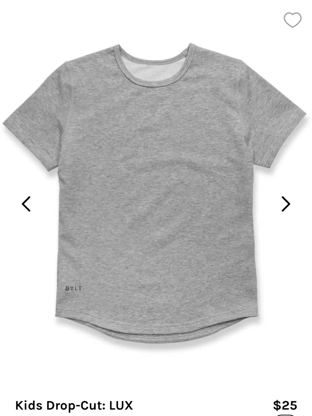 BYLT BASICS KIDS Drop-Cut LUX Short Sleeve Shirt Gray XLarge 12/13